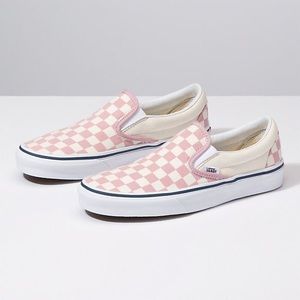 Pink Checkered Slip On Vans